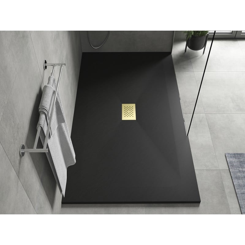 Mexen Hugo receveur de douche rectangulaire SMC 170 x 100 cm, noir, cache doré - 42701017-G