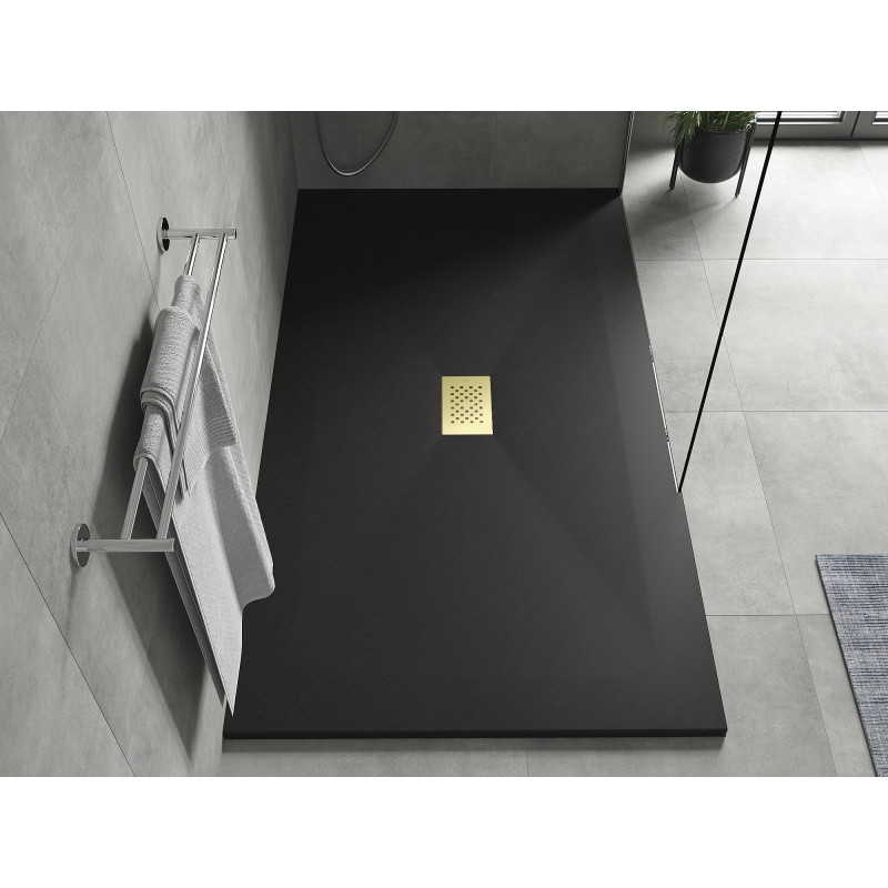 Mexen Hugo receveur rectangulaire SMC 170 x 100 cm, noir, cache doré - 42701017-G