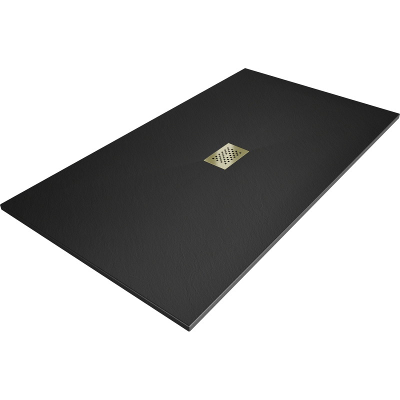 Mexen Hugo receveur rectangulaire SMC 170 x 100 cm, noir, cache doré - 42701017-G
