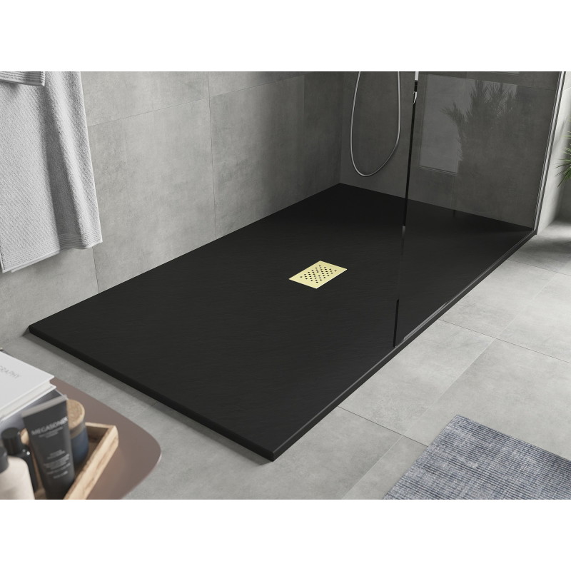 Mexen Hugo receveur de douche rectangulaire SMC 180 x 100 cm, noir, cache doré - 42701018-G