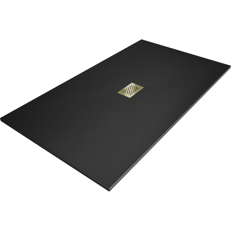 Mexen Hugo receveur rectangulaire SMC 200 x 100 cm, noir, cache doré - 42701020-G