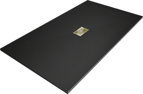 Baignoire Mexen Hugo rectangulaire SMC 200 x 100 cm, noire, cache en or - 42701020-G