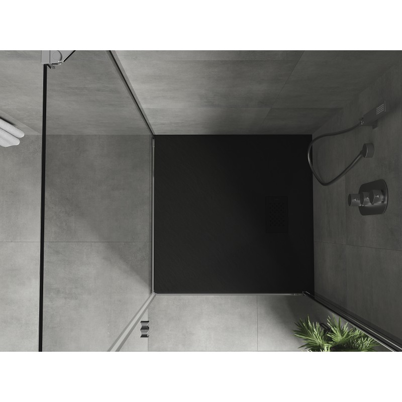 Mexen Hugo receveur de douche carré SMC 80 x 80 cm, noir, cache noir - 42708080-B
