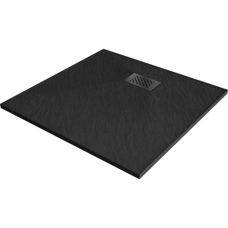 Bac à douche Mexen Hugo carré SMC 80 x 80 cm, noir, grille noire - 42708080-B