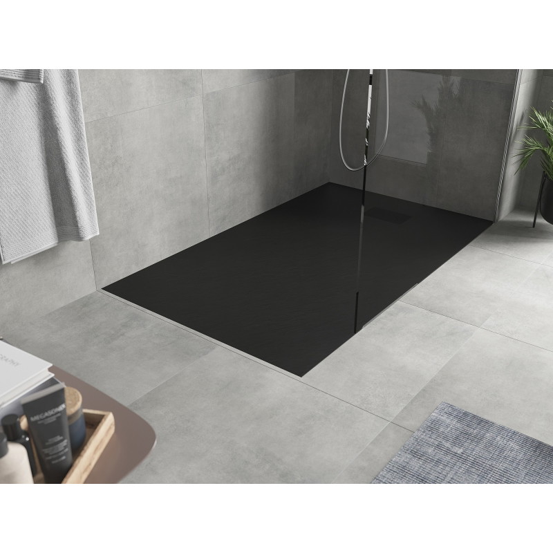 Mexen Hugo receveur rectangulaire SMC 160 x 80 cm, noir, cache noir - 42708016-B