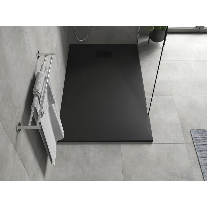 Mexen Hugo receveur de douche rectangulaire SMC 140 x 80 cm, noir, cache noir - 42708014-B