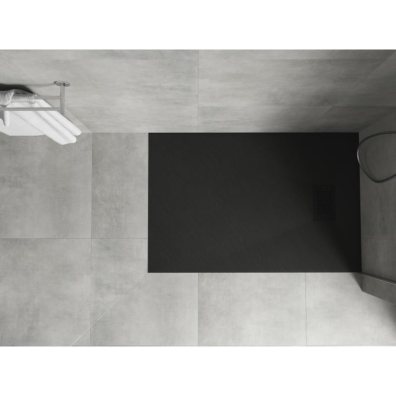 Mexen Hugo receveur de douche rectangulaire SMC 110 x 80 cm, noir, cache noir - 42708011-B