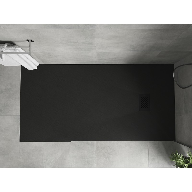 Mexen Hugo receveur rectangulaire SMC 180 x 80 cm, noir, cache noir - 42708018-B