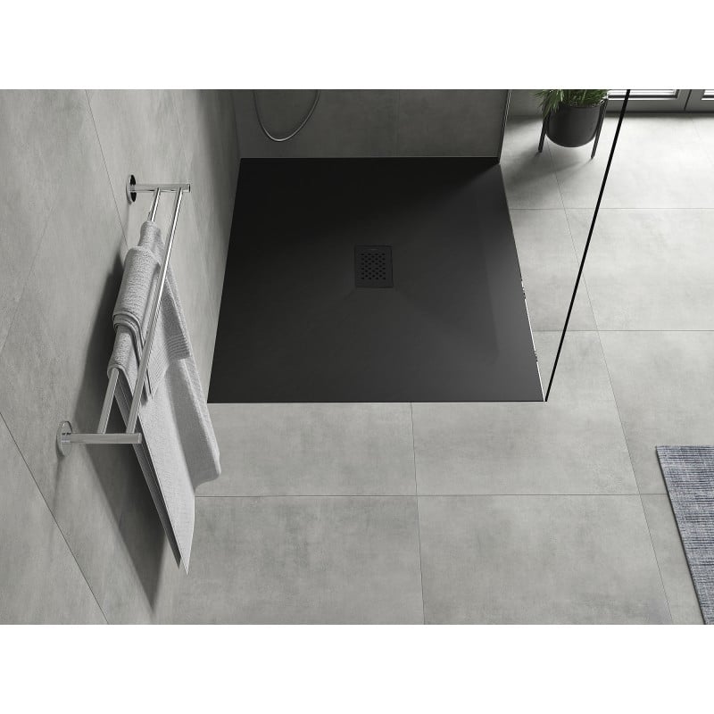 Mexen Hugo receveur rectangulaire SMC 110 x 100 cm, noir, cache noir - 42701011-B