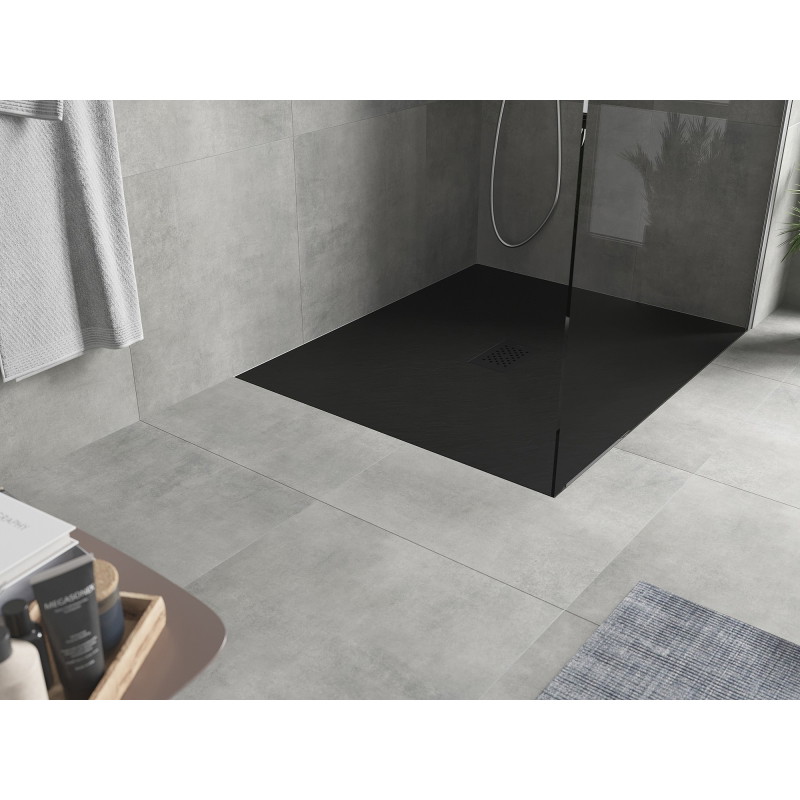 Mexen Hugo receveur de douche rectangulaire SMC 110 x 100 cm, noir, cache noir - 42701011-B