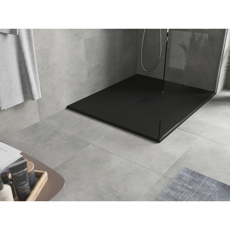 Mexen Hugo receveur rectangulaire SMC 140 x 100 cm, noir, cache noir - 42701014-B