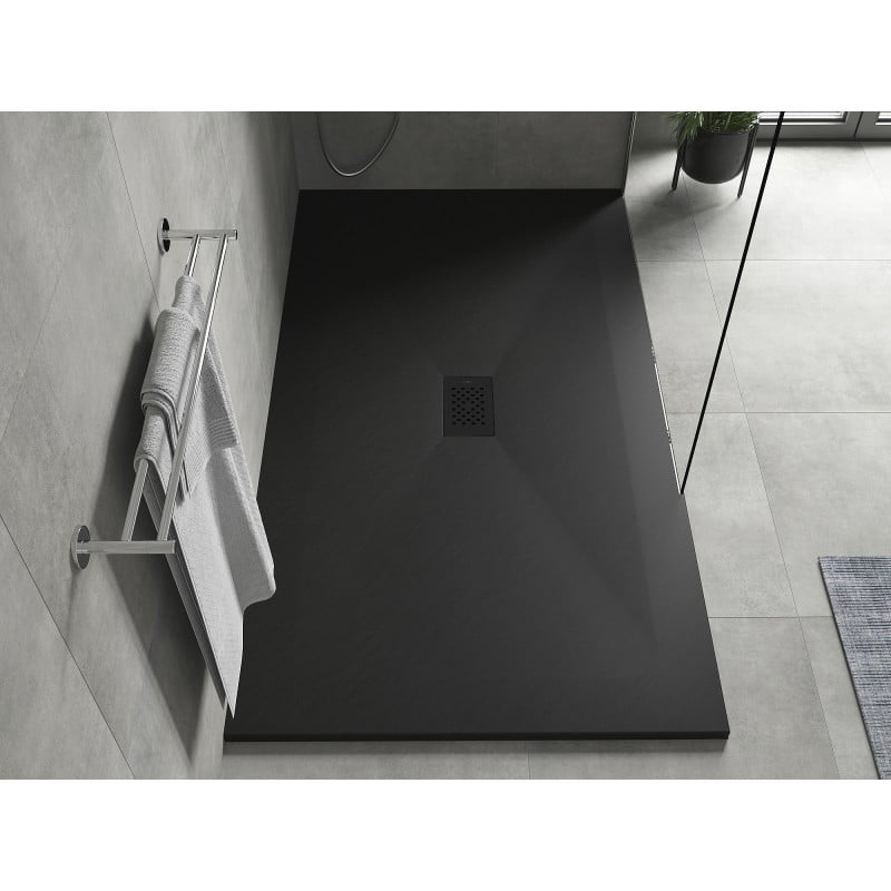 Mexen Hugo receveur de douche rectangulaire SMC 160 x 100 cm, noir, cache noir - 42701016-B