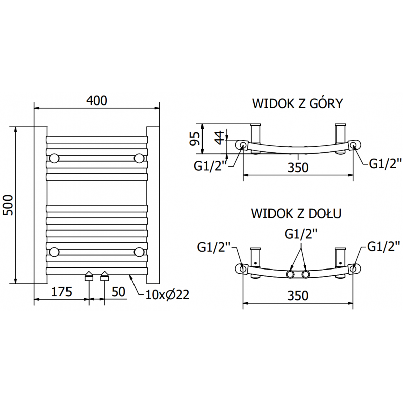 Mexen Ares radiateur électrique 500 x 400 mm, 300 W, doré - W102-0500-400-2300-50
