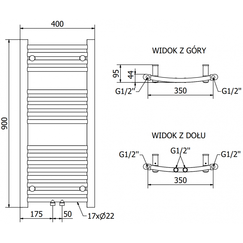 Mexen Ares radiateur électrique 900 x 400 mm, 300 W, anthracite - W102-0900-400-2300-66