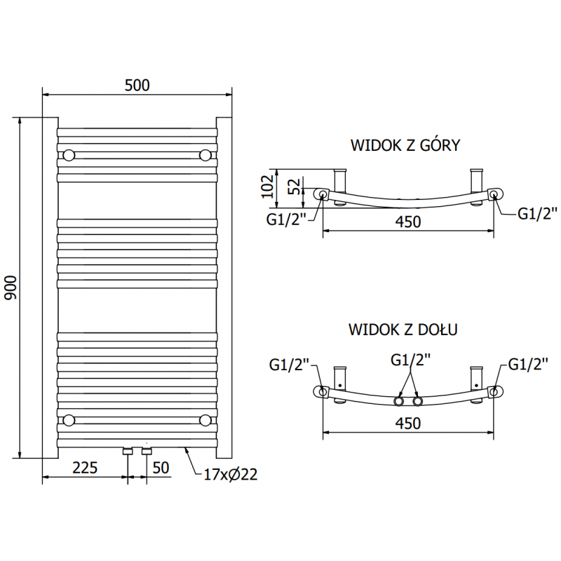 Mexen Ares radiateur électrique 900 x 500 mm, 300 W, chrome - W102-0900-500-2300-01