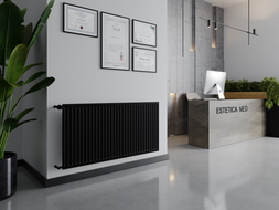 Radiateur à ailettes Mexen CH10 Hygiene 900 x 2600 mm, raccordement latéral, 2322 W, noir - W410H-090-260-70