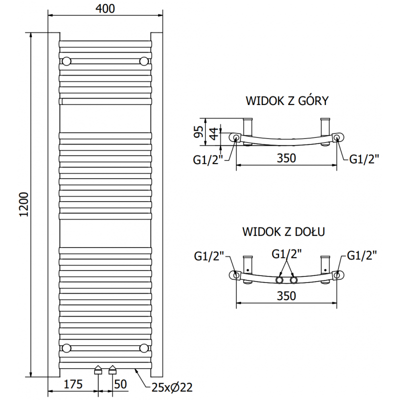 Mexen Ares radiateur électrique 1200 x 400 mm, 400 W, blanc - W102-1200-400-6400-20