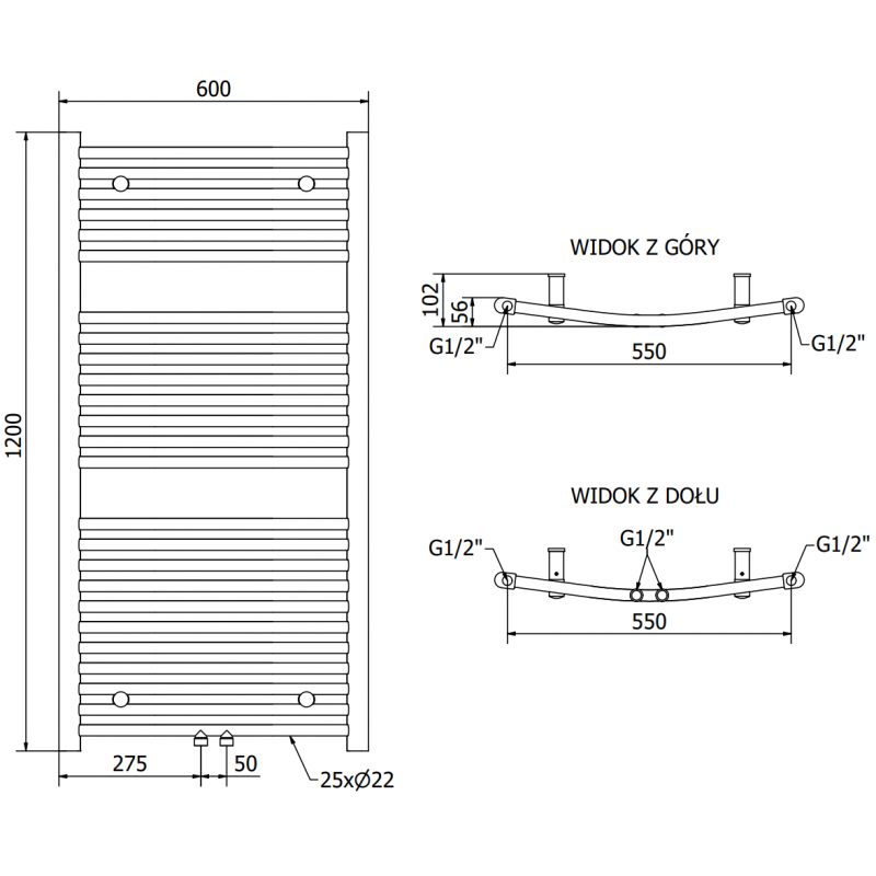 Mexen Ares radiateur électrique 1200 x 600 mm, 600 W, blanc - W102-1200-600-6600-20