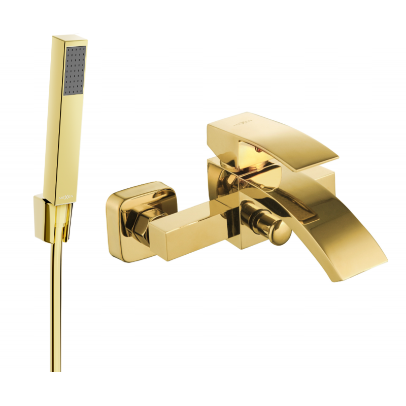 Mexen Libra R77 robinet de bain avec ensemble de douche, doré - 74513R77-50