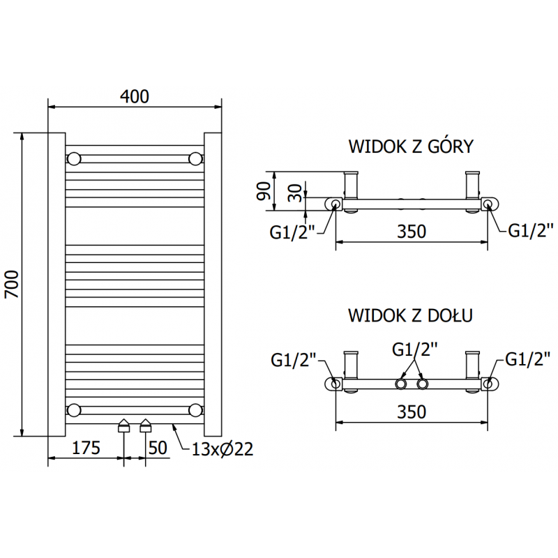 Mexen Mars radiateur électrique 700 x 400 mm, 300 W, blanc - W110-0700-400-2300-20