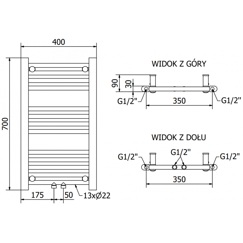 Mexen Mars radiateur électrique 700 x 400 mm, 300 W, noir - W110-0700-400-2300-70