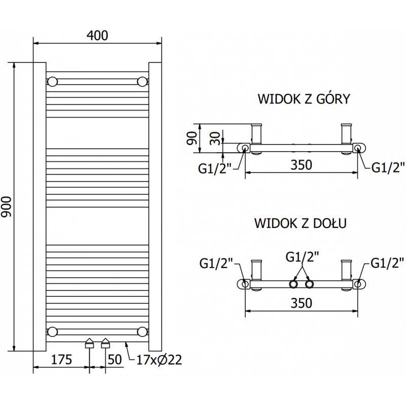 Mexen Mars radiateur électrique 900 x 400 mm, 300 W, anthracite - W110-0900-400-2300-66
