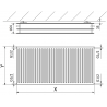 Radiateur plat d'hygiène Mexen CH30 900 x 700 mm, raccordement latéral, 1445 W, noir - W430H-090-070-70