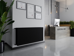 Radiateur plat d'hygiène Mexen CH30 900 x 700 mm, raccordement latéral, 1445 W, noir - W430H-090-070-70