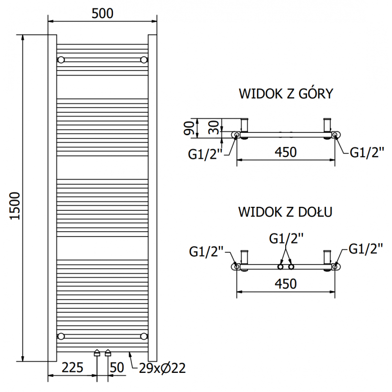 Mexen Mars radiateur électrique 1500 x 500 mm, 600 W, blanc - W110-1500-500-2600-20