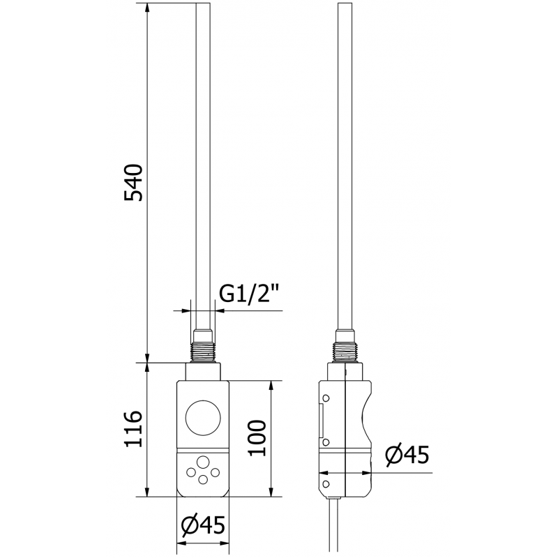 Mexen Mars radiateur électrique 1500 x 500 mm, 600 W, noir - W110-1500-500-2600-70