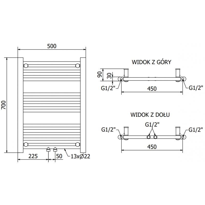 Mexen Mars radiateur électrique 700 x 500 mm, 300 W, blanc - W110-0700-500-6300-20