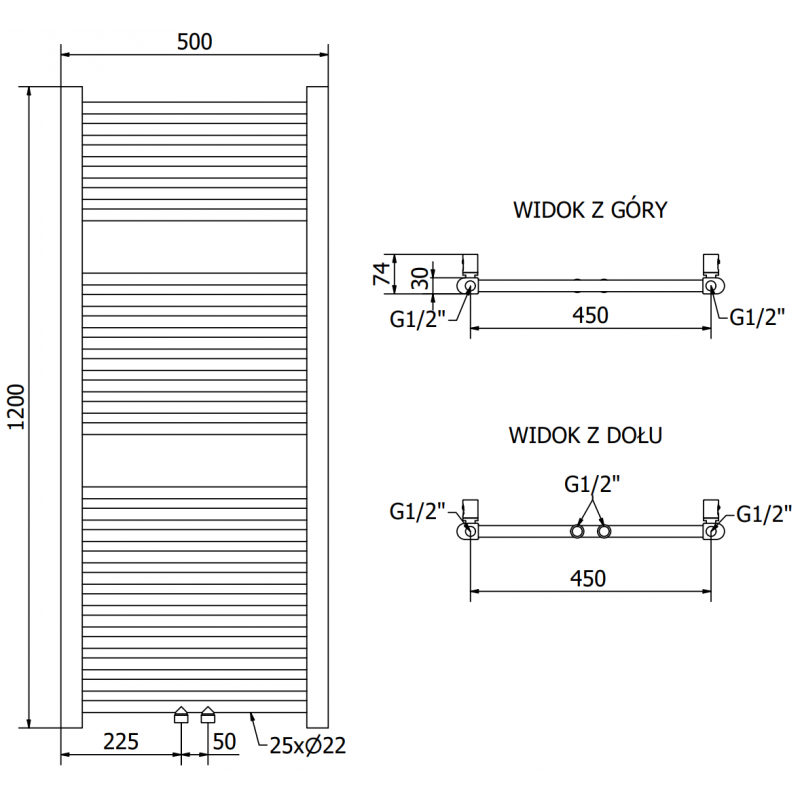 Mexen Mars radiateur électrique 1200 x 500 mm, 500 W, blanc - W110-1200-500-6500-20
