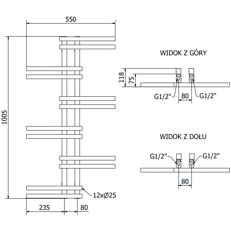 Mexen Jari radiateur électrique 1005 x 550 mm, 300 W, blanc - W115-1005-550-2300-20