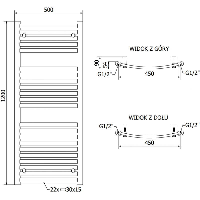 Mexen Helios Radiateur électrique 1200 x 500 mm, 600 W, anthracite - W103-1200-500-2600-66