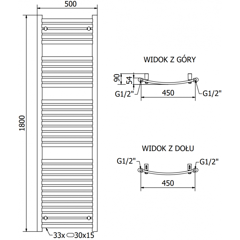 Mexen Helios radiateur électrique 1800 x 500 mm, 900 W, blanc - W103-1800-500-2900-20