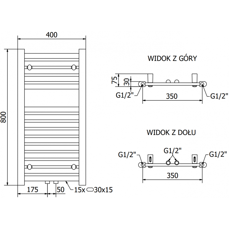 Mexen Hades radiateur électrique 800 x 400 mm, 300 W, chrome - W104-0800-400-2300-01