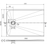 Bac rectangulaire Mexen Hugo SMC 110 x 80 cm, blanc, cache en or - 42108011-G