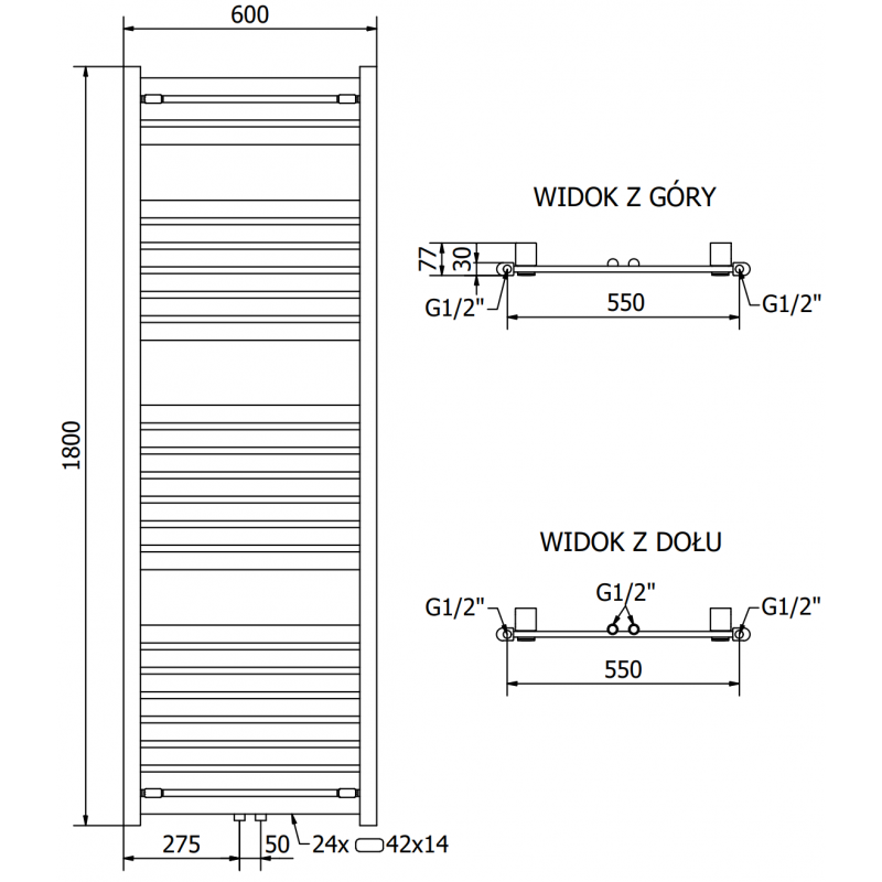 Mexen Uran radiateur électrique 1800 x 600 mm, 900 W, blanc - W105-1800-600-2900-20