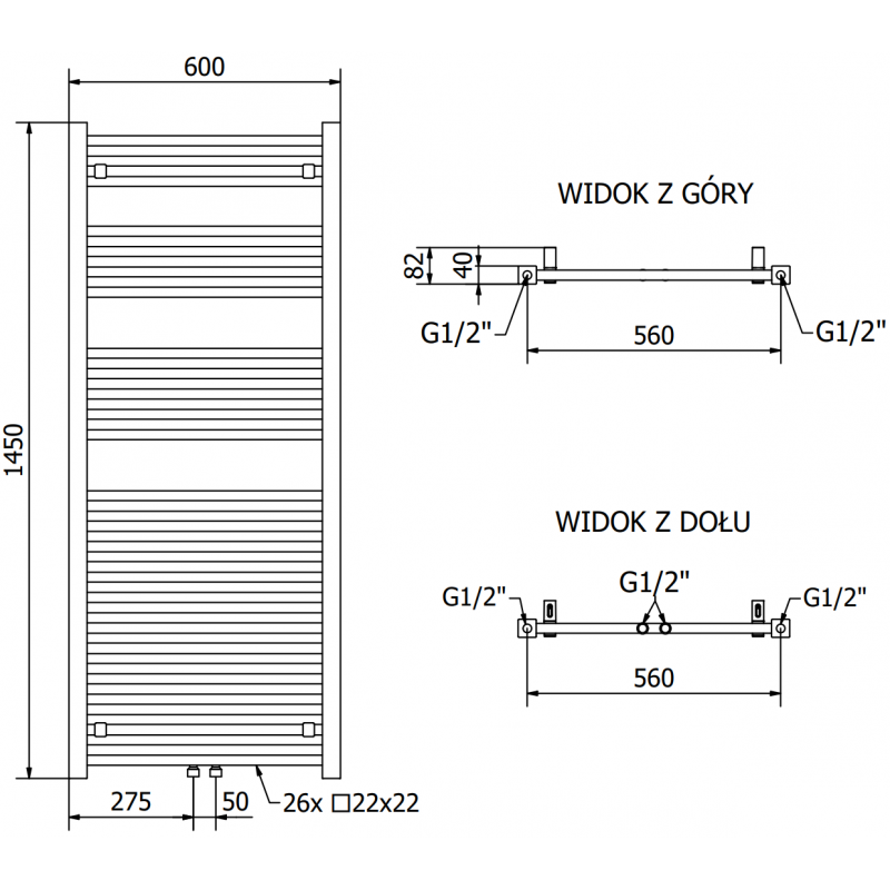 Mexen Pluton radiateur électrique 1450 x 600 mm, 900 W, blanc - W106-1450-600-2900-20