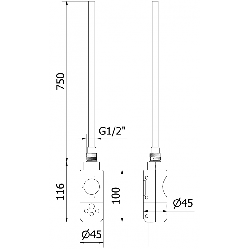 Mexen Pluton radiateur électrique 1700 x 600 mm, 900 W, blanc - W106-1700-600-2900-20
