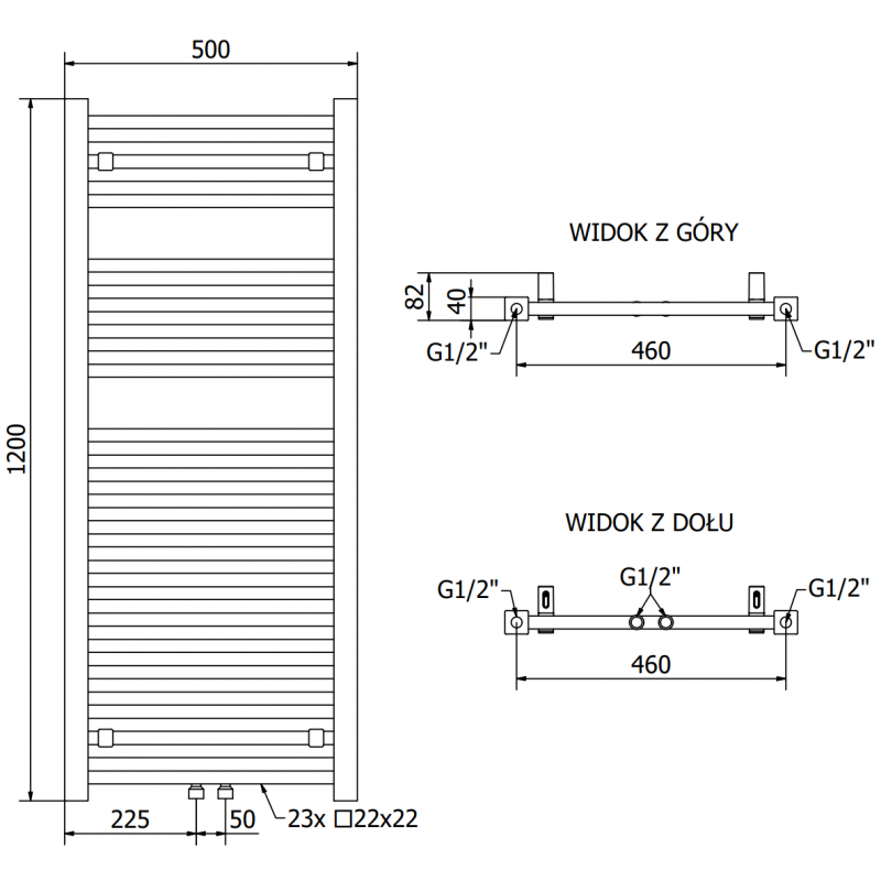 Mexen Pluton radiateur électrique 1200 x 500 mm, 600 W, anthracite - W106-1200-500-2600-66