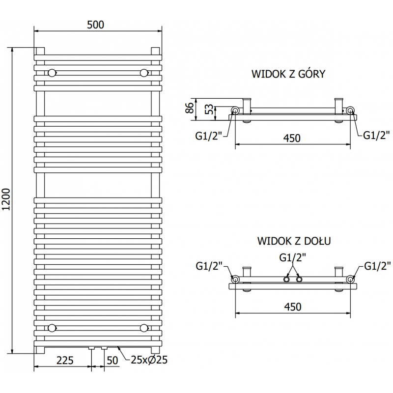 Mexen Sol radiateur électrique 1200 x 500 mm, 600 W, noir - W125-1200-500-2600-70