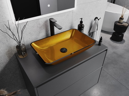 Mexen Megan lavabo à poser en verre 56 x 36 cm, doré - 24135650