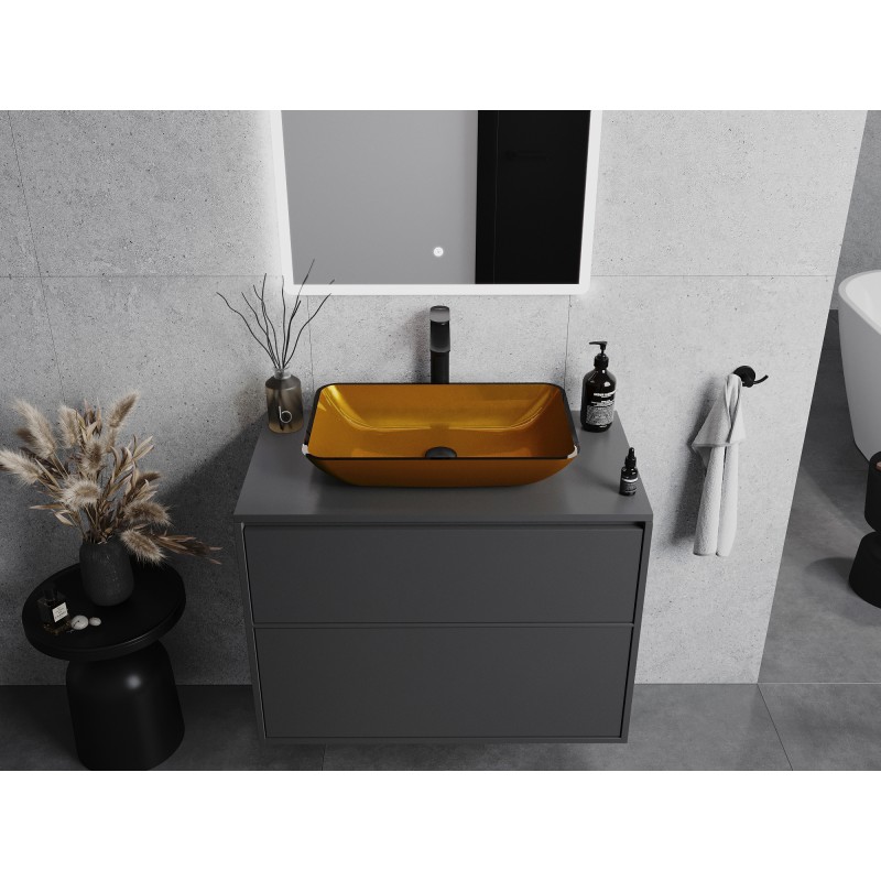Mexen Megan lavabo en verre à poser 56 x 36 cm, doré - 24135650