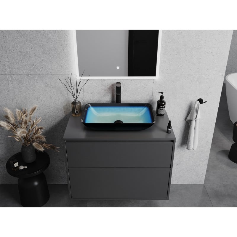 Mexen Megan lavabo en verre à poser 56 x 36 cm, bleu - 24135647