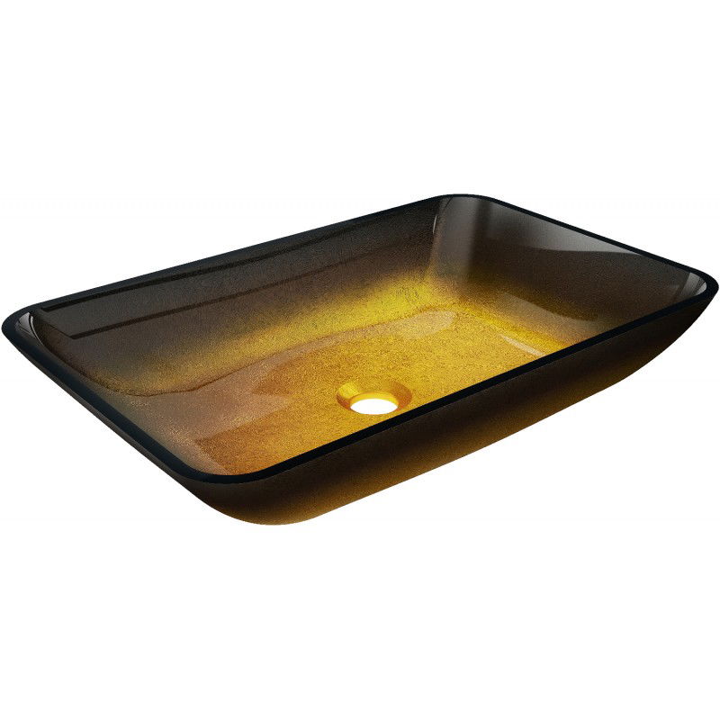 Mexen Megan lavabo en verre posé sur le comptoir 56 x 36 cm, or foncé - 24135651