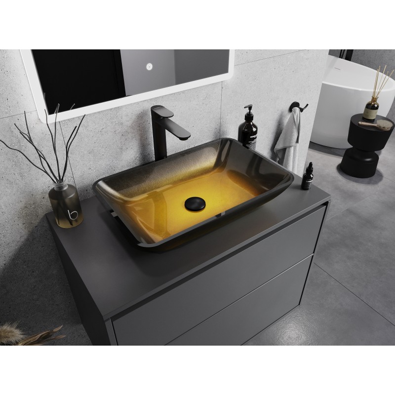 Mexen Megan lavabo en verre à poser 56 x 36 cm, or foncé - 24135651