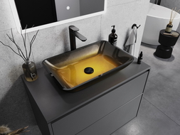 Mexen Megan lavabo en verre posé sur le comptoir 56 x 36 cm, or foncé - 24135651