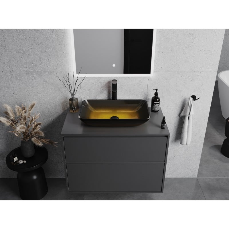 Mexen Megan lavabo en verre à poser 56 x 36 cm, or foncé - 24135651