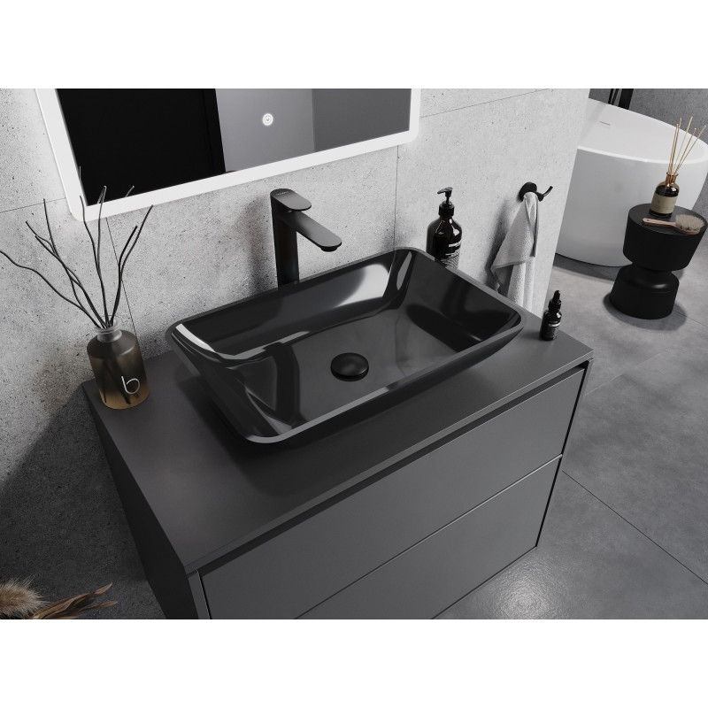 Mexen Megan lavabo en verre sur comptoir 56 x 36 cm, noir - 24135670